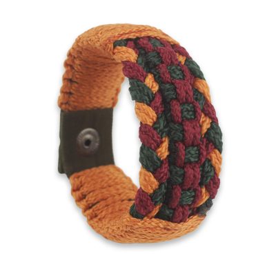 Men's wristband bracelet, 'Jubilation' - Multi Colored Hand Woven Cord Bracelet for Men
