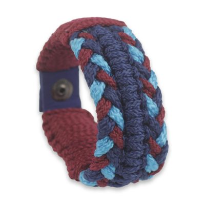 Men's wristband bracelet, 'Royal Braid' - Artisan Made Men's African Woven Bracelet in Blue and Wine
