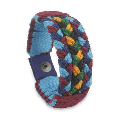 Men's wristband bracelet, 'Saturday Night' - Men's Multicolored Cord Bracelet Braided by Hand in Africa