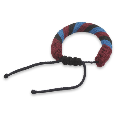 Men's wristband bracelet, 'Krobo Mountaintop' - Men's Multicolored Cord Wristband Bracelet from Ghana