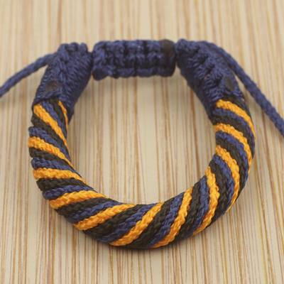 Men's wristband bracelet, 'Krobo Strength' - Hand Crafted Men's African Adjustable Cord Bracelet