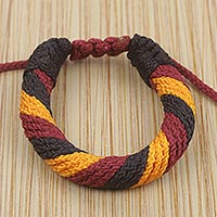 Men's wristband bracelet, 'Krobo Resolve' - Ghana Artisan Crafted Men's Cord Wristband Bracelet
