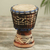 Tambor mini djembe de madera - Tambor Djembe de madera marrón hecho a mano de 8 pulgadas