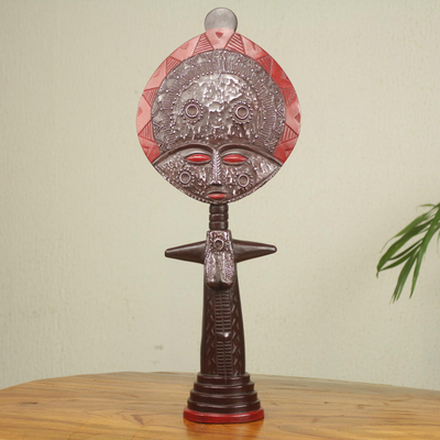 Wood sculpture, 'Akuaba I' - Artisan Crafted African Fertility Doll 24-in Wood Sculpture