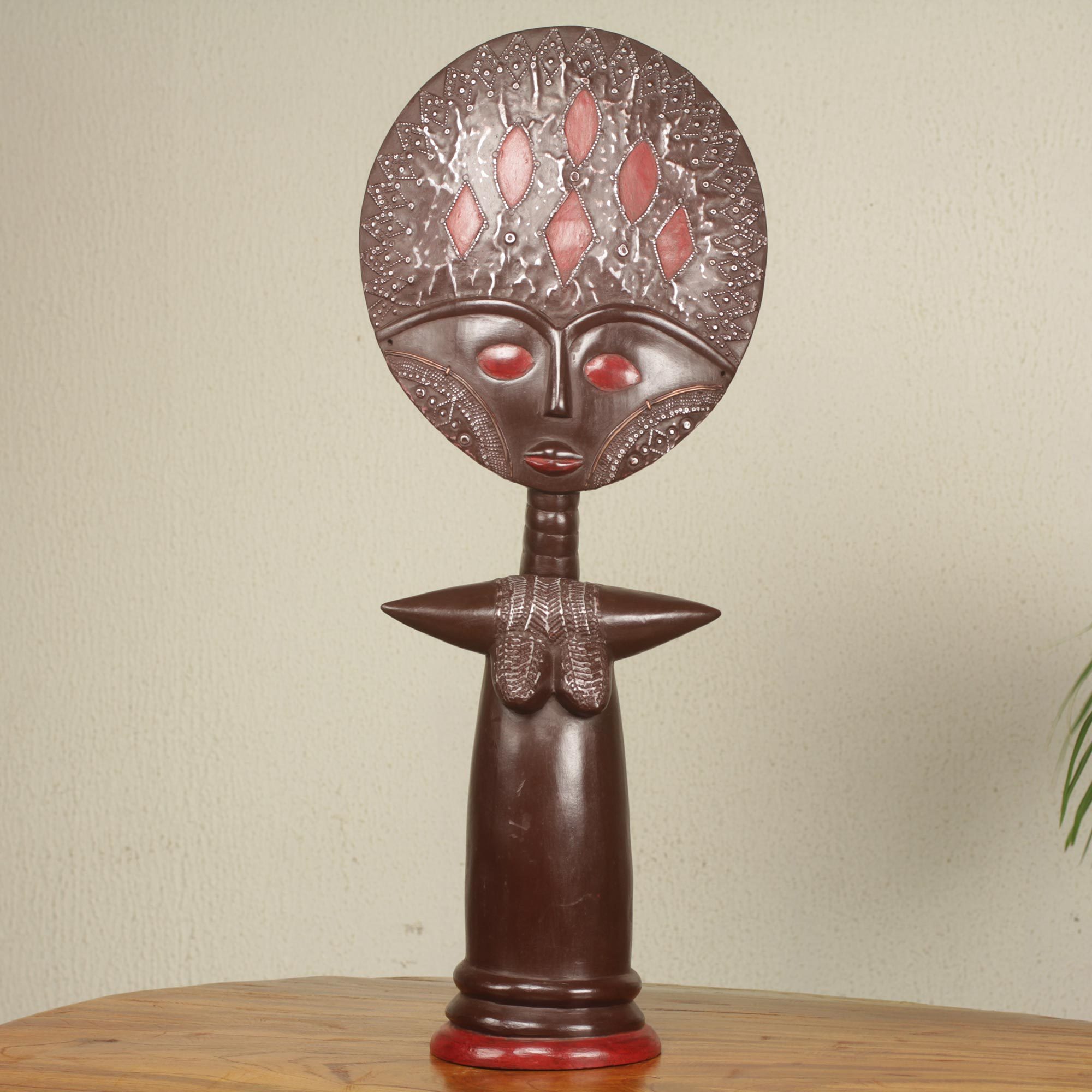 African Fertility Doll Hand Crafted 28inch Wood Sculpture Akuaba II NOVICA