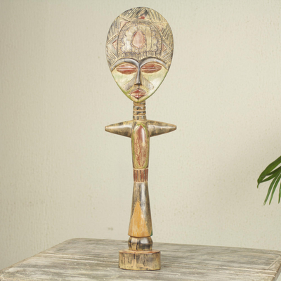 Escultura de madera - Escultura de muñeca africana de la fertilidad tallada a mano en madera