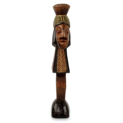 Wood sculpture, 'Shango' - African Yoruba Storm Deity Wood Sculpture Carved by Hand