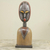 Escultura de madera - Escultura de madera de jefe tribal africano con detalles en aluminio