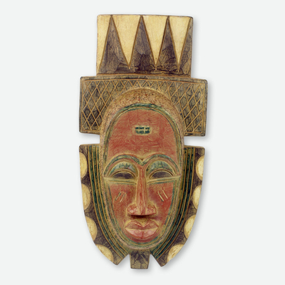 African Tribal Chief Wood Wall Mask Carved by Hand
