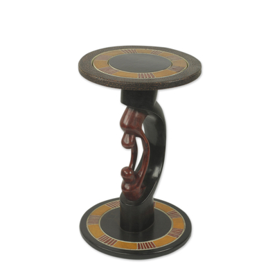 Wood accent table, 'Parent and Child' - Parent and Child African Handcrafted Wood Accent Table