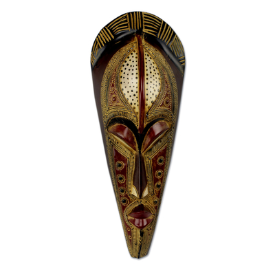 African mask, 'Silence is Golden' - Hand Carved Authentic African Mask from Ghana