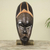 African wood mask, 'Nyamekye' - African Wood Mask God's Gift Original Design for Wall