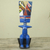 Wood sculpture, 'Akuaba of the Ashanti II' - Blue Fertility Doll Wood and Cotton Collectible Sculpture (image 2) thumbail