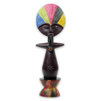Wood sculpture, 'Ashanti Doll I' - Hand Carved African Two-Sided Wooden Figurine