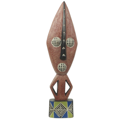 African wood mask, 'Azuka' - Original African Wood Mask with Stand Carved by Hand