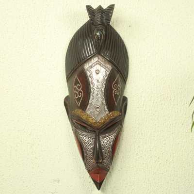 African wood mask, 'The Earth is Potent' - Artisan Carved Authentic African Mask from Ghana
