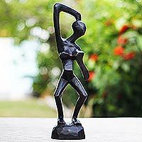 Escultura de madera - Mujer Bailando Escultura Africana en Madera Tallada a Mano