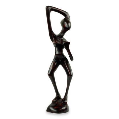 Escultura de madera - Mujer Bailando Escultura Africana en Madera Tallada a Mano