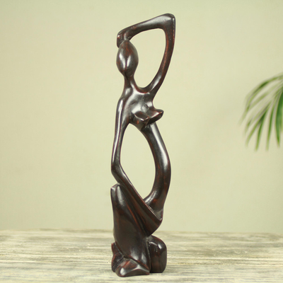 Escultura de madera - Escultura de madera tallada a mano de mujer Fulani
