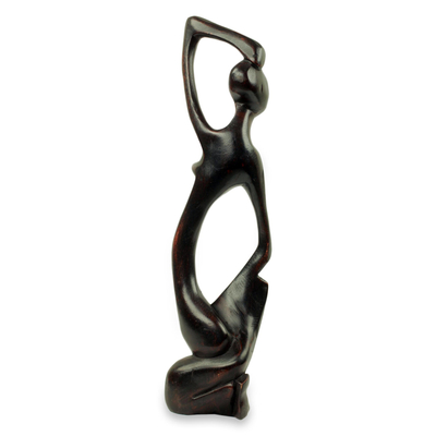 Escultura de madera - Escultura de madera tallada a mano de mujer Fulani