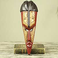 African wood mask, 'Brightness' - Hand Carved Original African Mask from Ghana