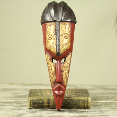 African Wood Mask Original Hand Carved 'Protect the Jungle' NOVICA Ghana