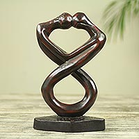 Wood sculpture, 'Medofo Pa' - Infinite Lovers Hand Carved Wood Sculpture from Ghana