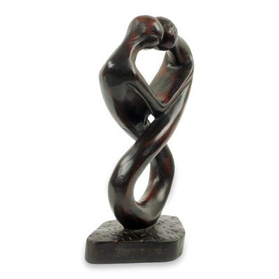 Wood sculpture, 'Medofo Pa' - Infinite Lovers Hand Carved Wood Sculpture from Ghana