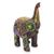 Holzskulptur, 'Perlenbesetzter brauner Elefant'. - Skulptur eines afrikanischen Elefanten mit Messingeinlage und Perlenholz