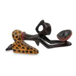 Wood sculpture, 'An Offering' - Fair Trade Artisan Crafted Wood Woman Sculpture