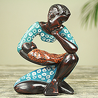 Wood sculpture, Thinking Mother