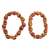 Wood stretch bracelets, 'African Grace' (pair) - 2 Red and Brown Floral Beaded Wood Stretch Bracelets