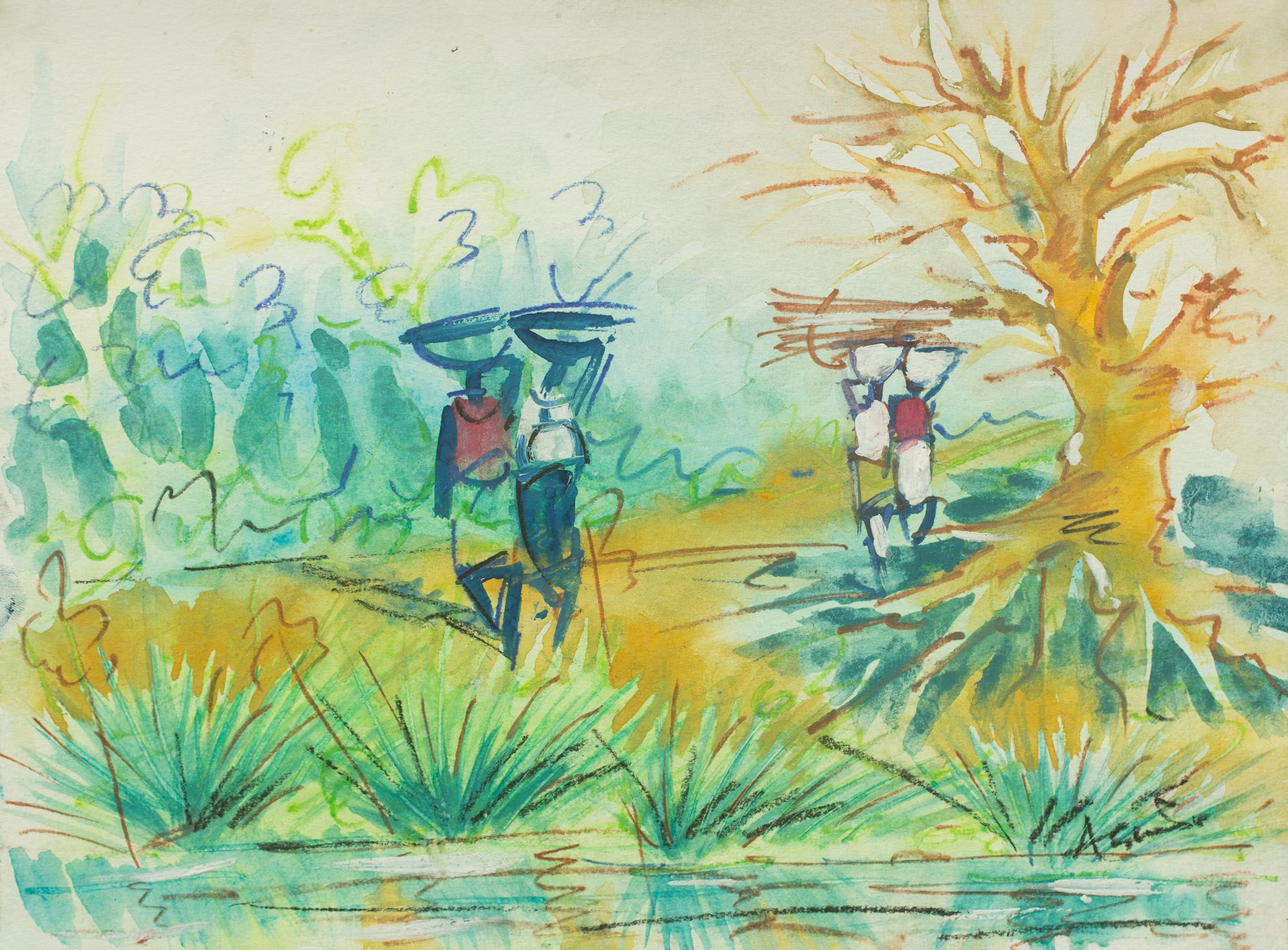 Unicef Market Watercolor African Landscape Scene Forest Movement