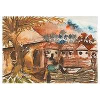 'Night Market' - Original Watercolor Ghana Market Painting