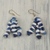 Agate beaded earrings, 'Emefa' - Agate Beaded Earrings in Blue and White Color Scheme