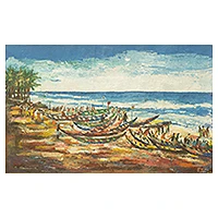 'Prampram Beach' (2013) - Ghanaian Seascape Painting Signed Fine Arts