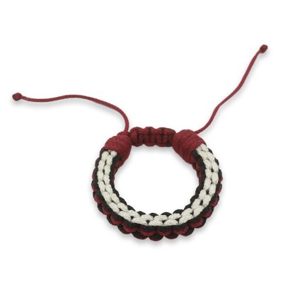 Black White and Wine Cord Wristband Bracelet for Men