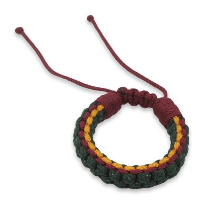 Green Yellow and Wine Cord Wristband Bracelet for Men