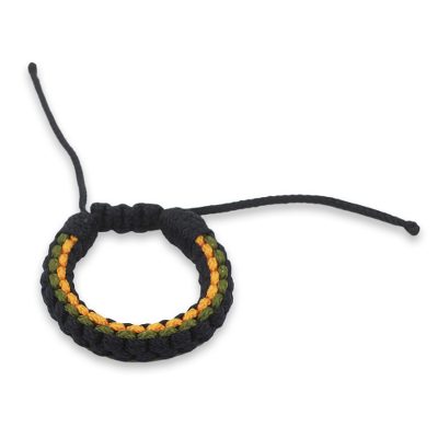 Navy Blue Yellow and Green Cord Wristband Bracelet for Men
