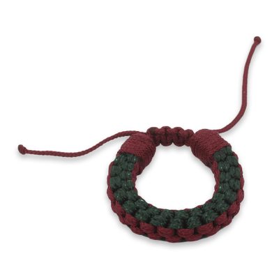 Men's wristband bracelet, 'Awindazi Forest Wine' - Hand Crafted Cord Wristband in Forest Green and Wine