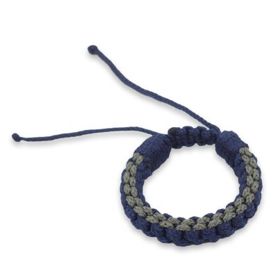 Men's wristband bracelet, 'Awindazi Mist' - Men's Hand Crafted Cord Wristband Bracelet Blue and Grey