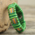 Men's wristband bracelet, 'Kente Green' - Men's Hand Crafted Cord Wristband Bracelet in Green (image 2) thumbail