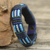 Men's wristband bracelet, 'Kente Ocean' - Men's Hand Crafted Blue Cord Wristband Bracelet thumbail