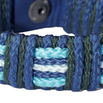 pulsera de pulsera de los hombres - Pulsera de hombre hecha a mano con cordón azul