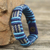 Men's wristband bracelet, 'Blue Kente' - Men's Hand Crafted Cord Wristband Bracelet in Blue and Grey thumbail
