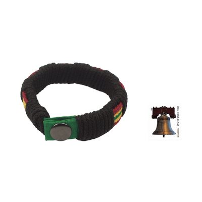 Herren-Armband „Reggae Kente“ – handgefertigtes Kordel-Armband für Herren in Reggae-Farben