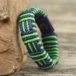 Men's wristband bracelet, 'Kente Friendship' - Kente Inspired Handcrafted Men's Wristband Bracelet