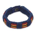 Men's wristband bracelet, 'Kente Voyager' - Handmade Men's Cord Wristband Bracelet from West Africa