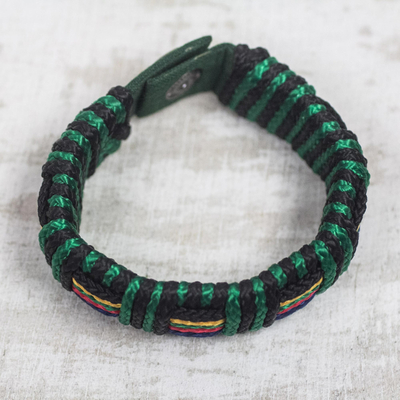 Men's wristband bracelet, 'Kente Spirit' - Artisan Crafted Colorful Men's Wristband Bracelet