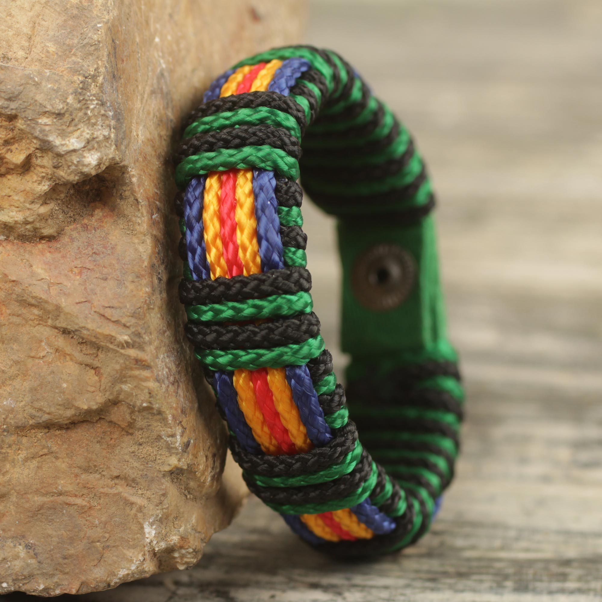African Men's Cord Bracelet Hand Crafted Wristband Kente Expedition